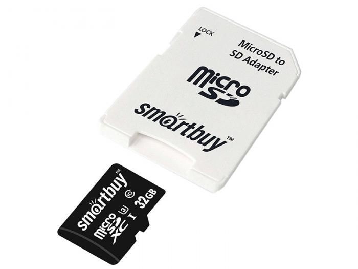 Карта памяти 32Gb - SmartBuy MicroSD Class 10 Pro UHS-I U3 SB32GBSDCL10U3-01 с адаптером SD (Оригинальная!)