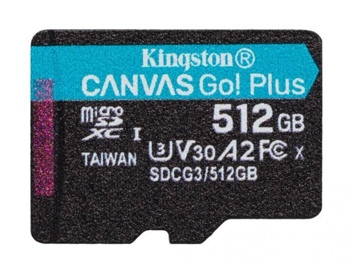 Карта памяти 512Gb - Kingston MicroSDHC 170R A2 U3 V30 Canvas Go Plus SDCG3/512GBSP (Оригинальная!)