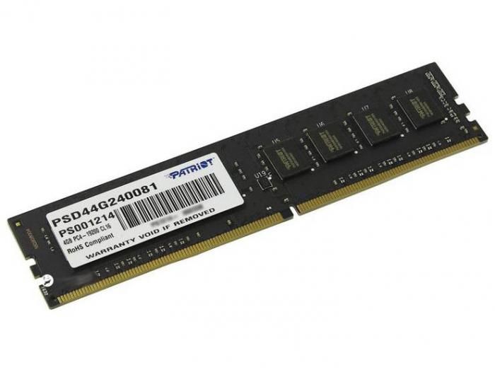 Модуль памяти Patriot Memory DDR4 DIMM 2400Mhz PC4-19200 CL16 - 4Gb PSD44G240081