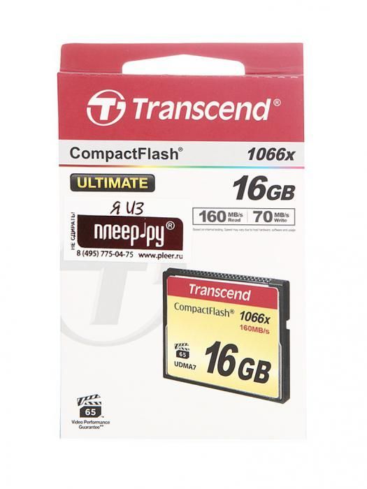 Карта памяти 16Gb - Transcend 1000x - Compact Flash TS16GCF1000 (Оригинальная!)