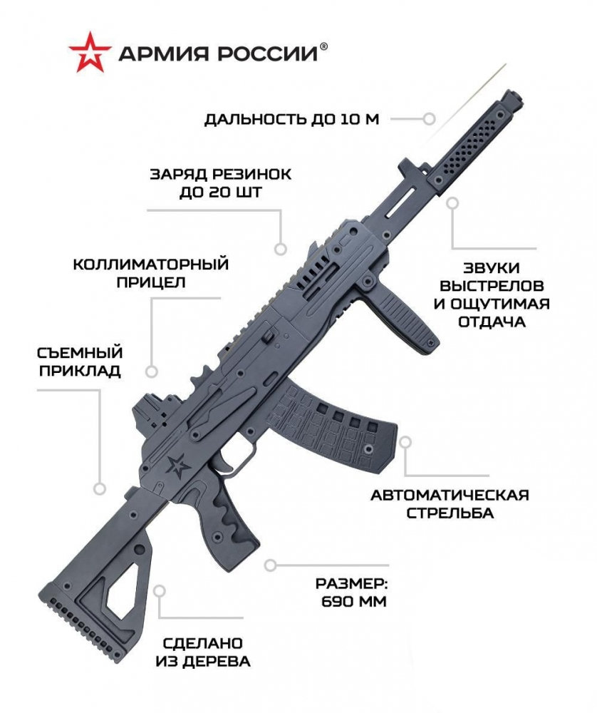 Резинкострел Армия России Автомат АК-12 купить в интернет-магазине  NEOMARKET — Цены